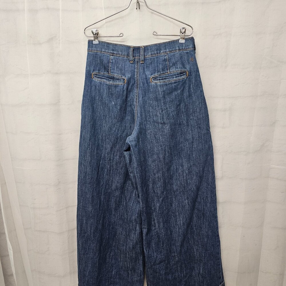 Anthropologie Pilcro Jeans Wide Leg Trouser Blue Denim High Rise 30T - Picture 4 of 11